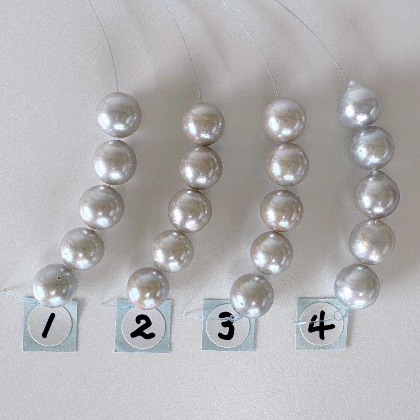 Japanese blue/silver color (cobalt treated) Akoya Pearl Beads, 7.5-8mm, Mini Strand, Short Strand of 5 Pieces, Cultured in Sea Water