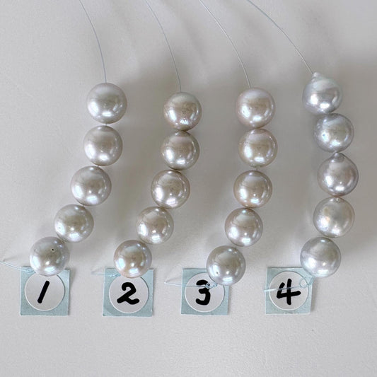 Japanese blue/silver color (cobalt treated) Akoya Pearl Beads, 7.5-8mm, Mini Strand, Short Strand of 5 Pieces, Cultured in Sea Water