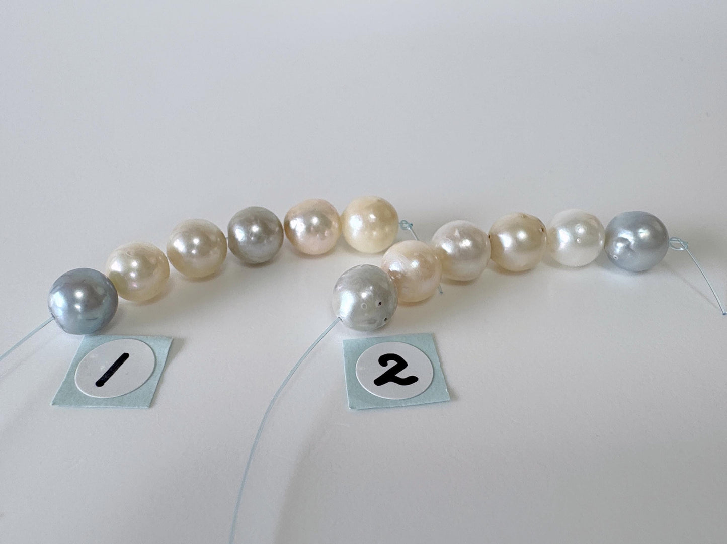Japanese Multi-color Akoya Pearl Beads, 7-7.5mm, Mini Strand, Short Strand of 6 Pieces, Cultured in Sea Water