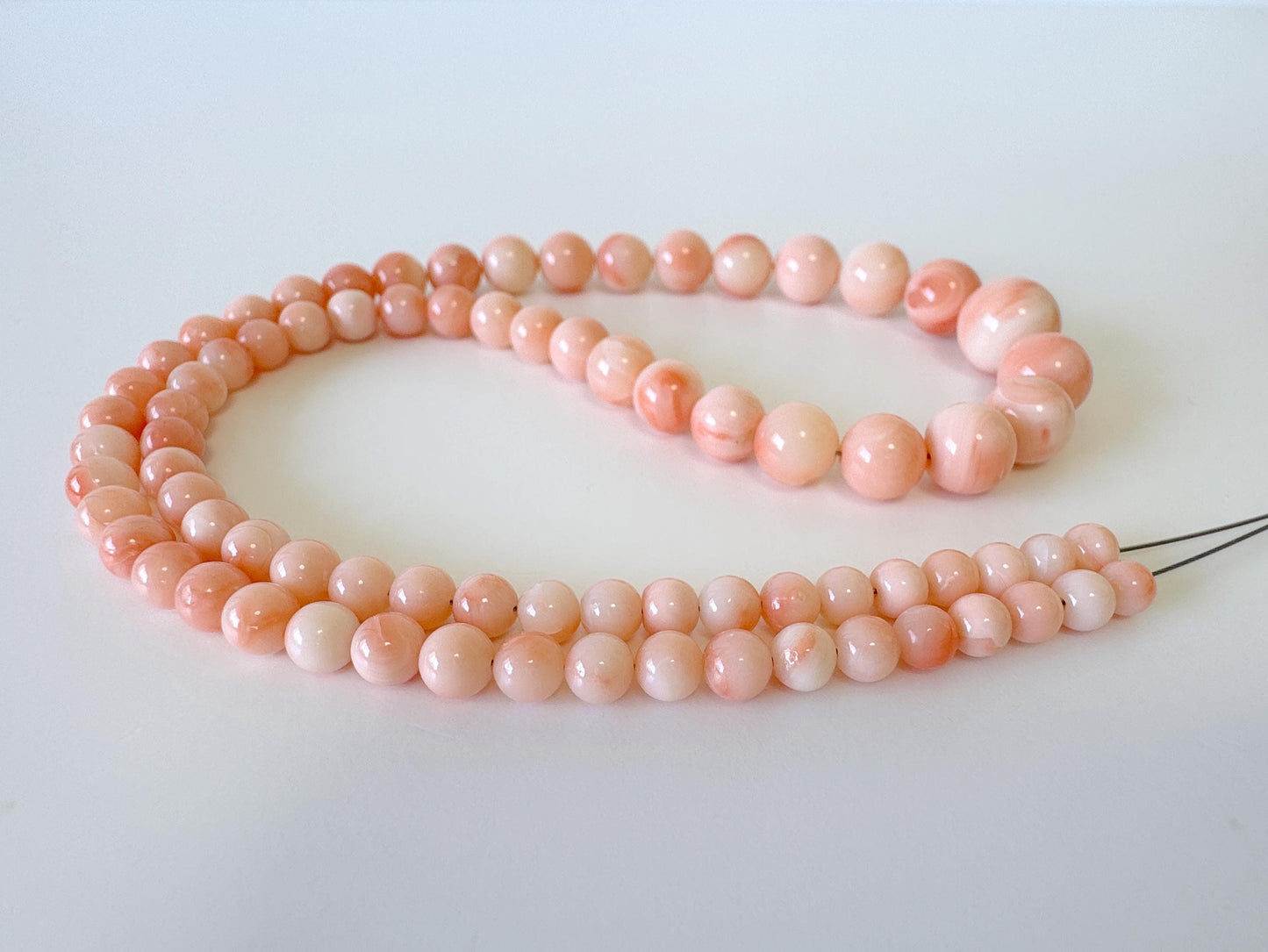 Natural Deep Sea Coral 4-10mm Round Beads Strand, Genuine Natural Pink / Orange Color, 41cm, 16in, For Jewelry Making