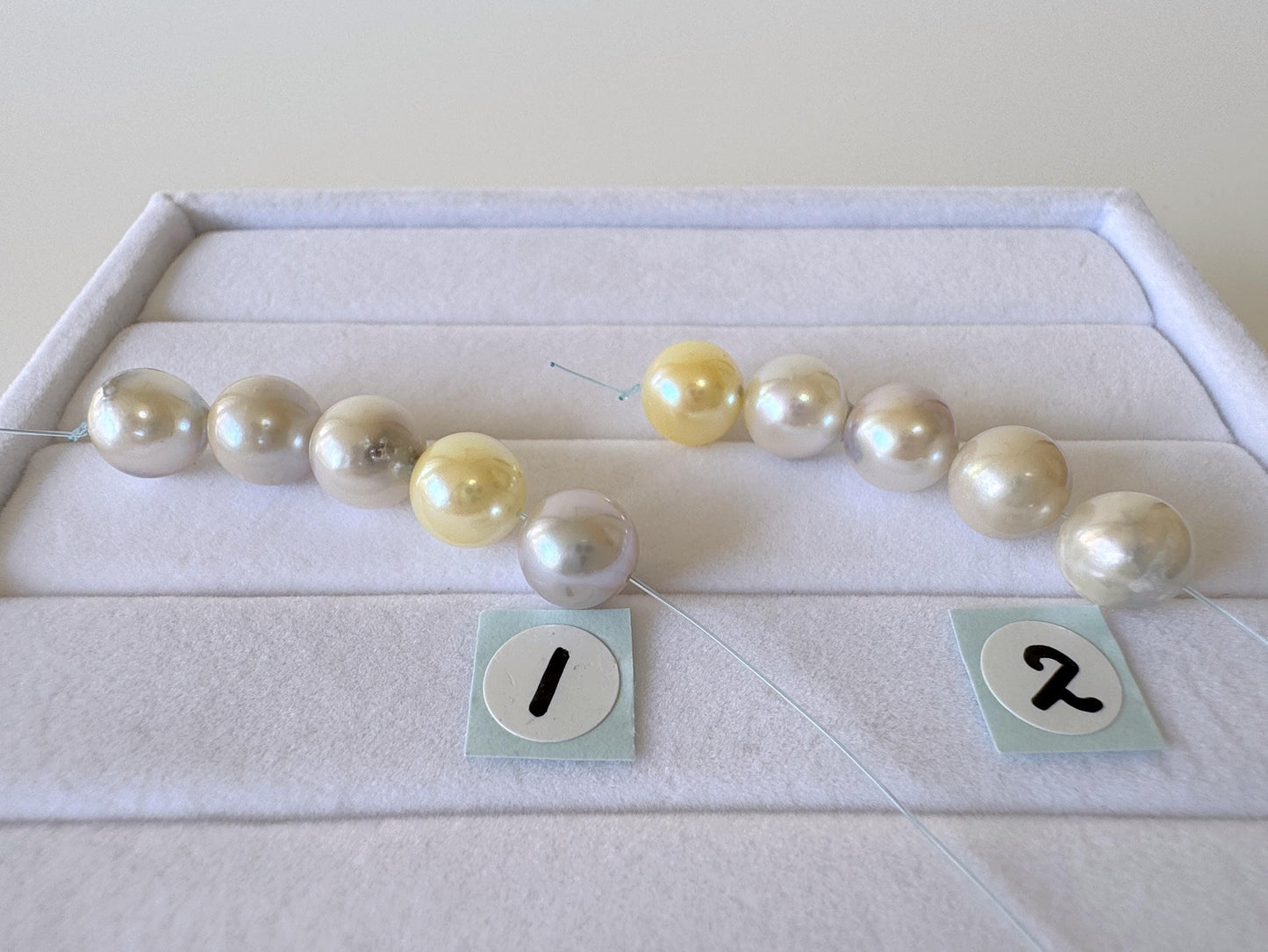 Natural Akoya Pearl Beads: Blue Silver Yellow White, 7.5-8mm, 5-Piece Strand