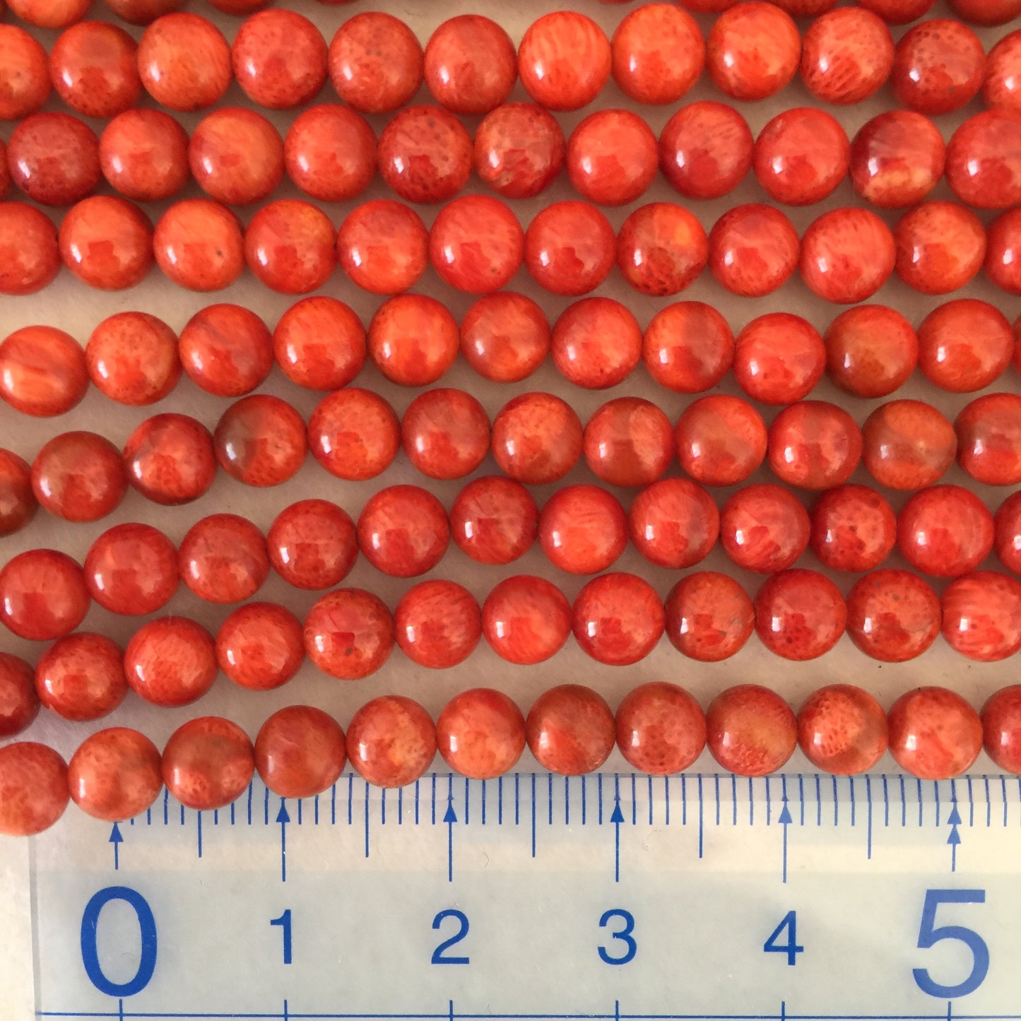 Natural sponge coral 5-5.5mm strands, Red-bright red color, 15.7inches, 40cm, Apple coral strands, Price per strand