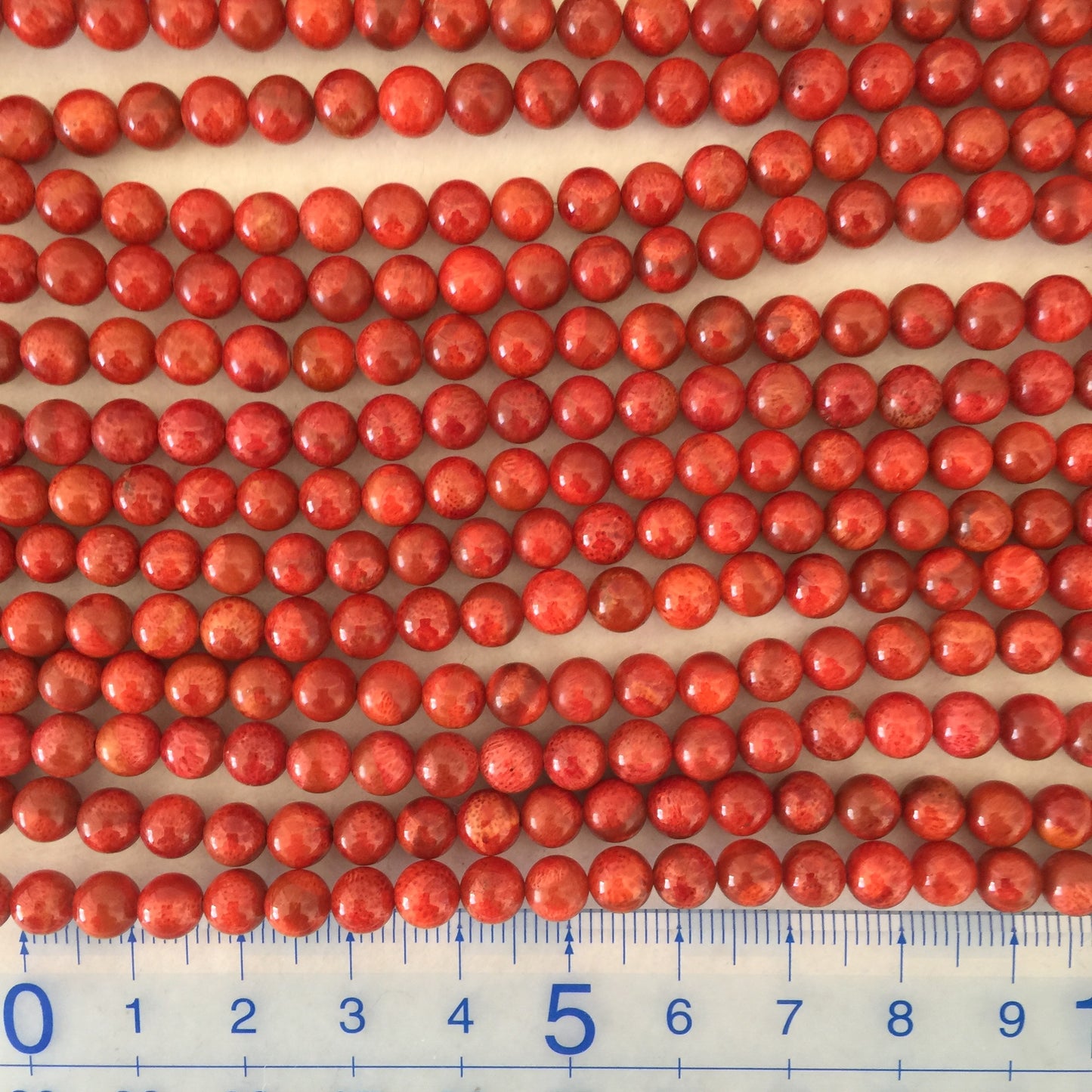 Natural sponge coral 5.5-6mm strands, Red-deep red color, 16inches, 40cm, Apple coral strands, Price per strand