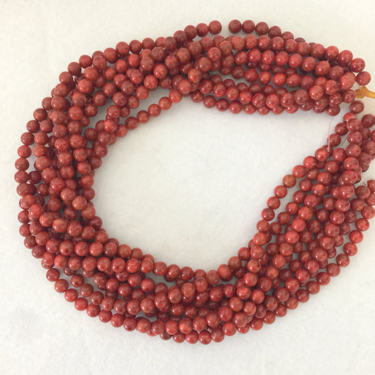 Natural sponge coral 6.5-7mm strands, Red-deep red color, 15.7inches, 40cm, Apple coral strands, Price per strand