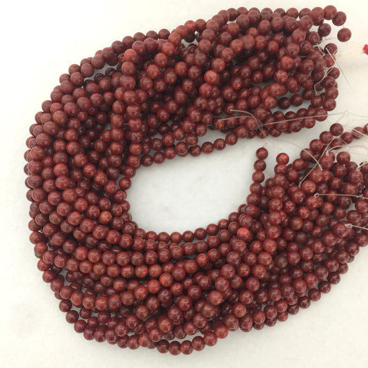 Natural sponge coral 7-7.5mm strands, Special deep red color, 15.7inches, 40cm, Apple coral strands, Price per strand