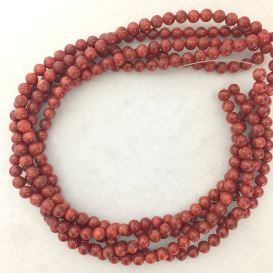 Natural sponge coral 7-7.5mm strands, Red-deep red color, 15.7inches, 40cm, Apple coral strands, Price per strand