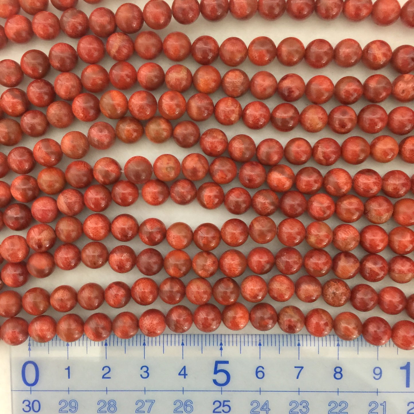 Natural sponge coral 7-7.5mm strands, Red-bright red color, 16inches, 40cm, Apple coral strands, Price per strand