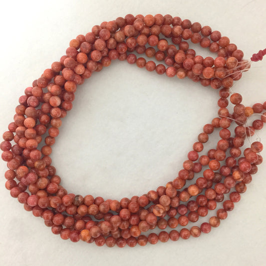 Natural sponge coral 7-7.5mm strands, Bright red color, 15.7inches, 40cm, Apple coral strands, Price per strand