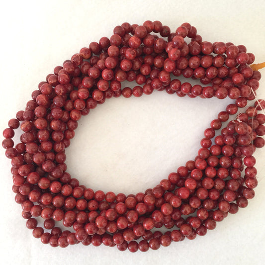 Natural sponge coral 7.5-8mm strands, Deep red color, 15.7inches, 40cm, Apple coral strands, Price per strand