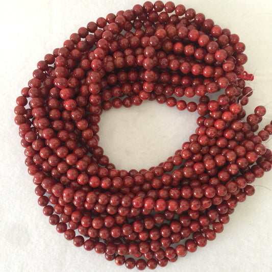 Natural sponge coral 8-8.5mm strands, Special deep red color, 15.7inches, 40cm, Apple coral strands, Price per strand