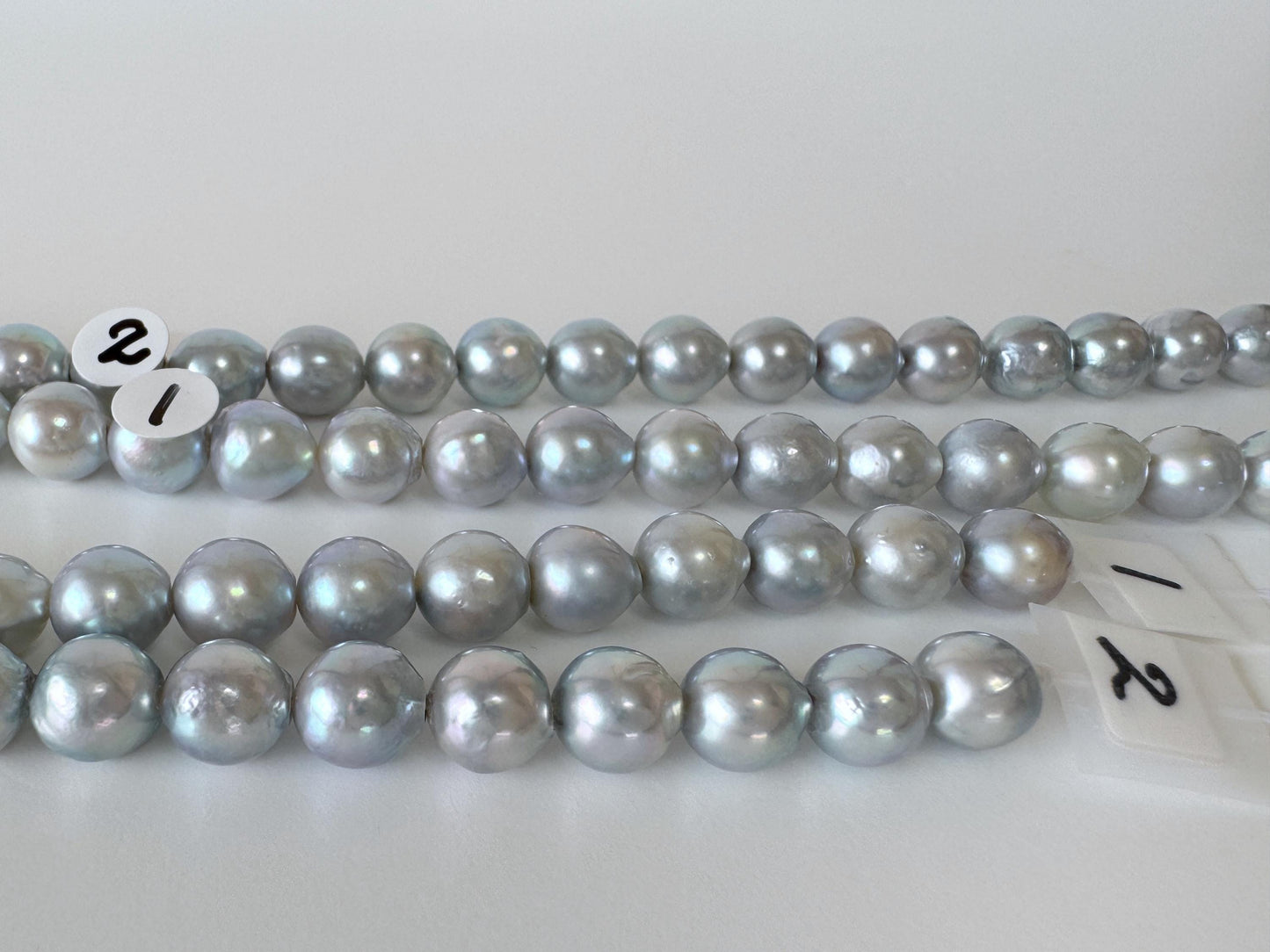 7.5-8mm Japanese Akoya Pearl Beads, Natural Blue/Silver color pearl, Genuine Akoya Pearl, Full Strand 40cm , 15.7", Salt water pearl