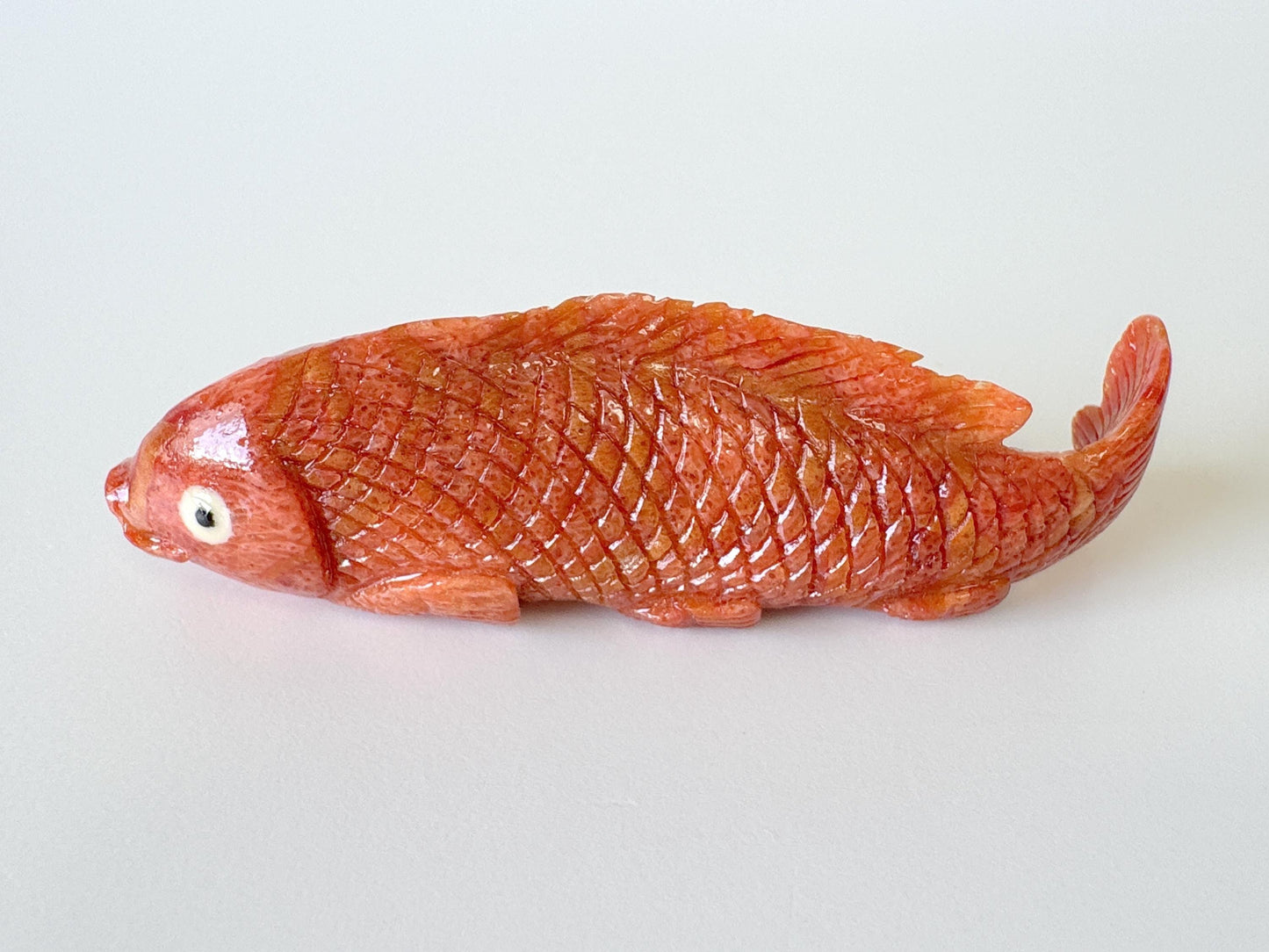 64mm Natural Sponge Coral Carp Carving Loose, Apple Coral Fish Carving, For Display, For Decoration, For Accessory Making
