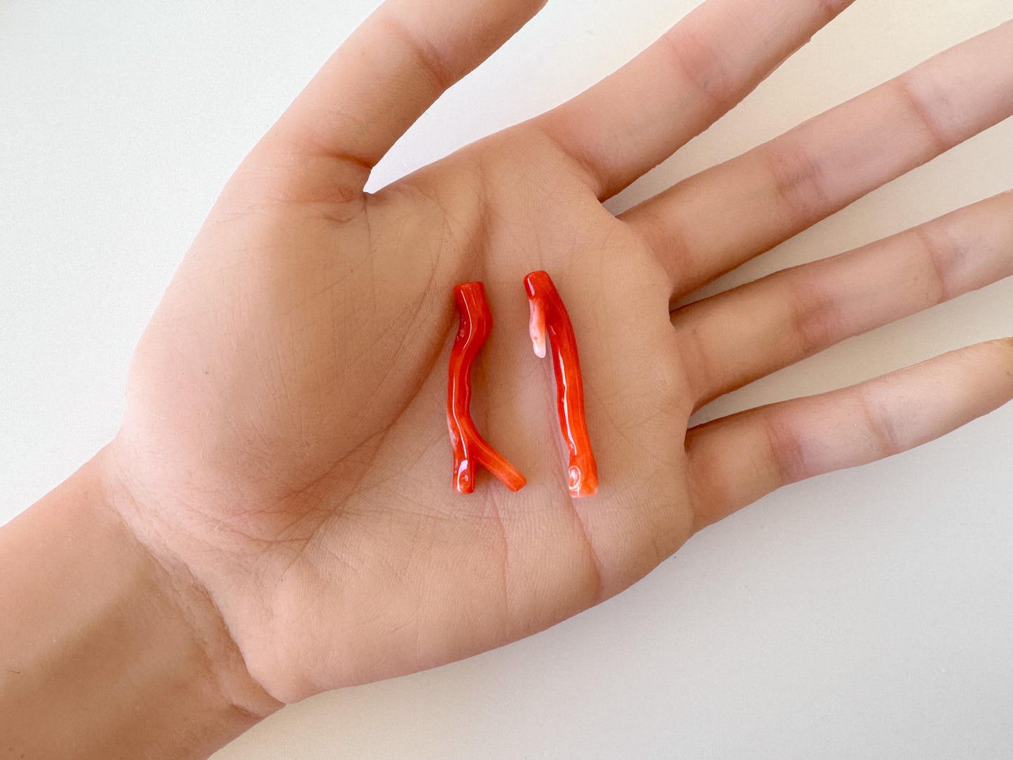 Red Coral Branch Set: Natural Aka Coral for Jewelry Making (32-35mm), Hole on Top