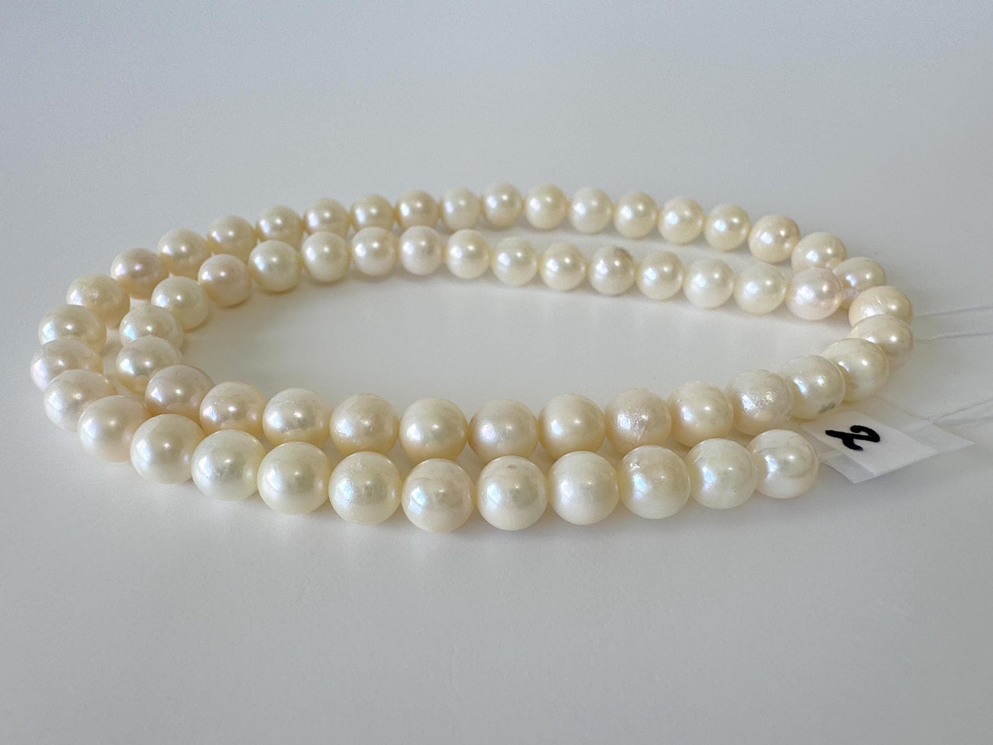 6.5-7mm Japanese White/Off-white Akoya Pearl Beads, Genuine Akoya Pearl, Full Strand, 40cm , 15.7", Cultured Salt water pearl