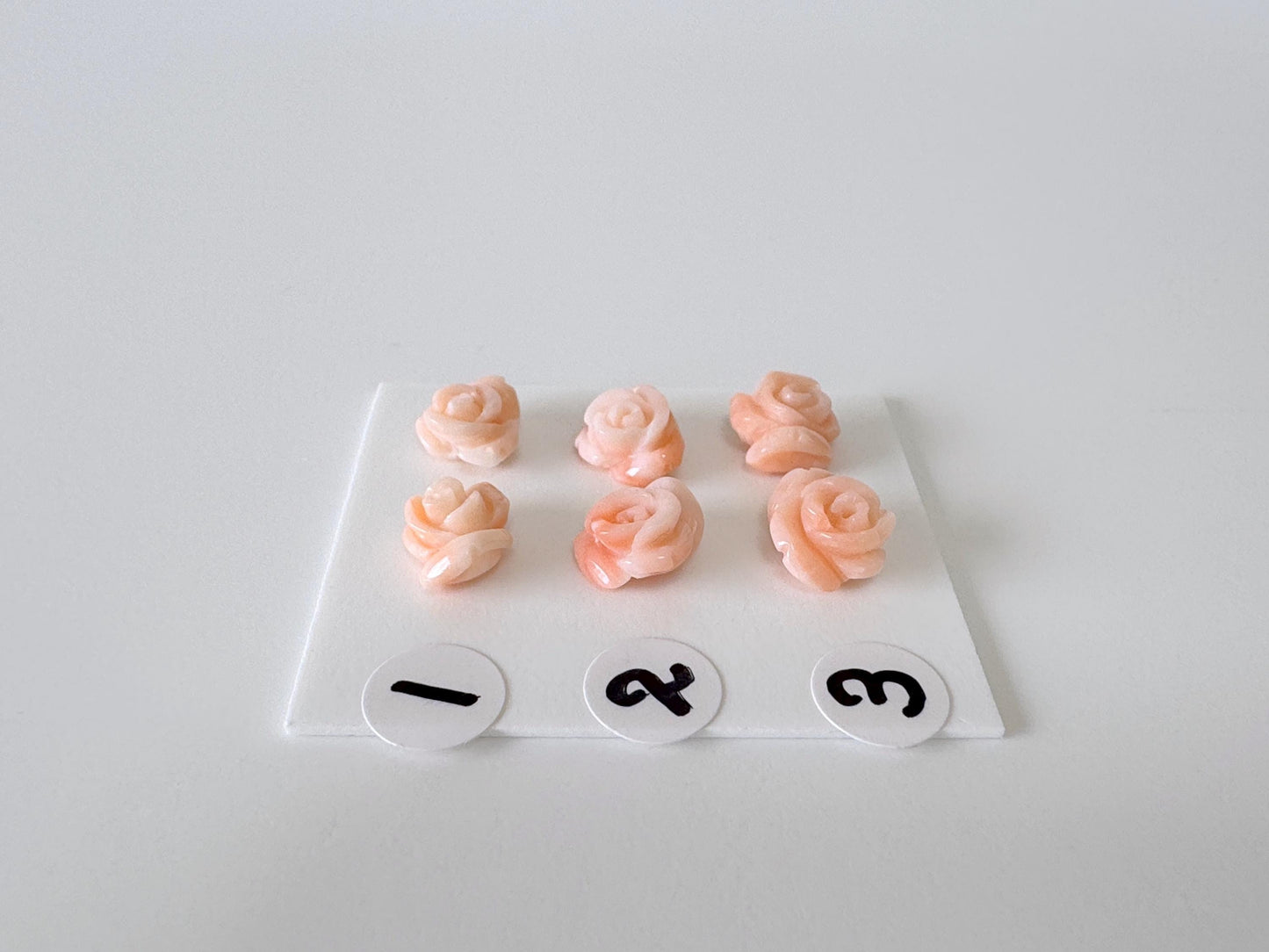 Natural Deep Sea Coral Rose Carvings 7-9mm, Pink/Orange Roses, Natural color, Price per Pair, For Studs and Earrings, For Jewelry Making