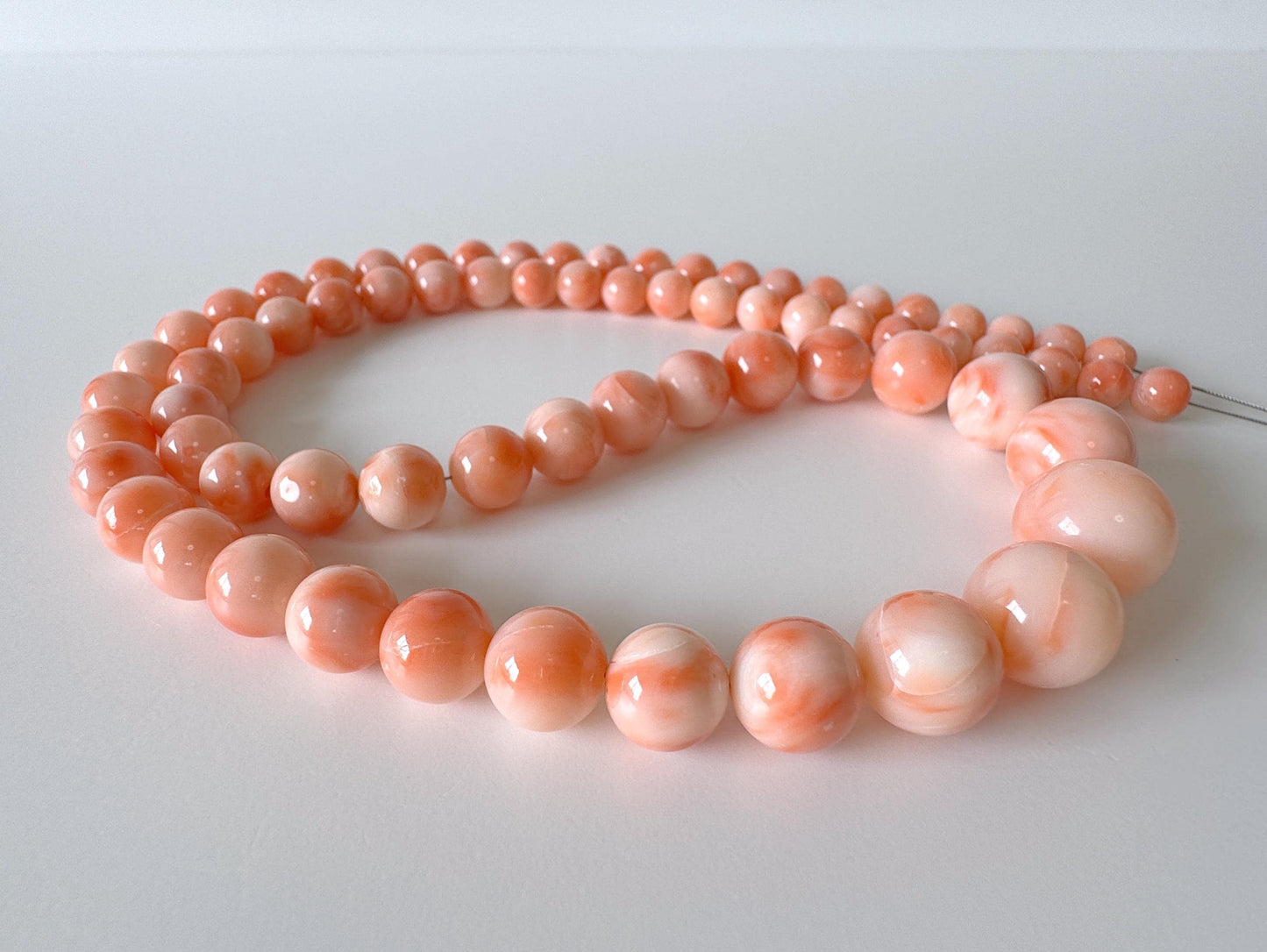Natural Deep Sea Coral 6-12.7mm Round Beads Strand, Genuine Natural Pink / Orange Color, 53cm, 20.8in, For Jewelry Making