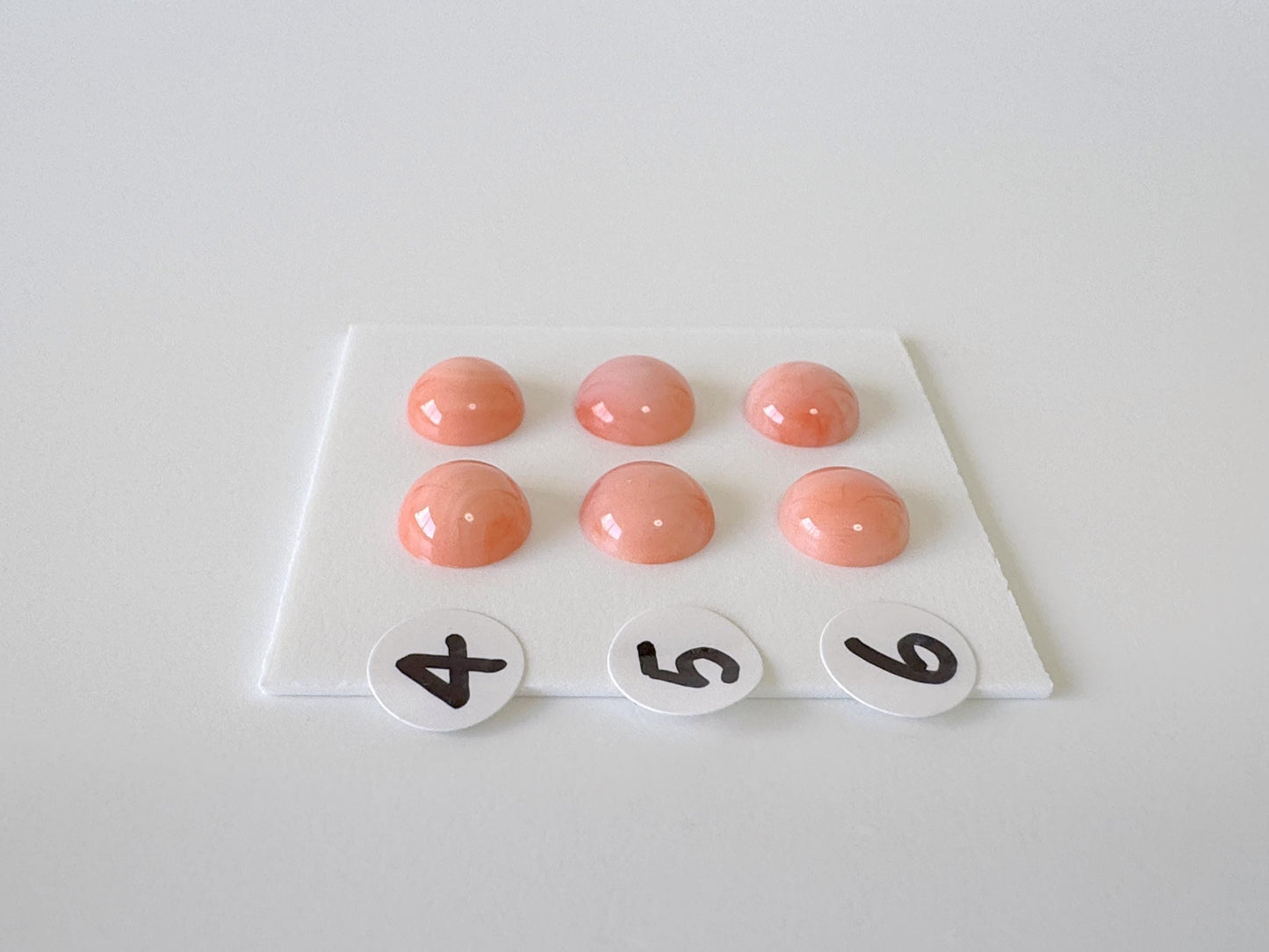 7.3-7.8mm Natural Deep Sea Coral Round Cabochon, natural pink/orange coral, price per pair, for jewelry making, natural color