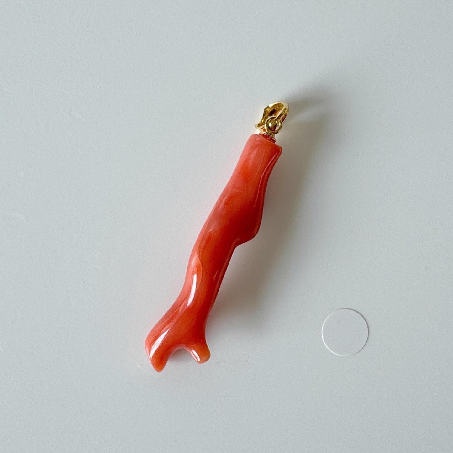 Natural Deep Sea Coral Branch Pendant, 40mm, Natural Orange/Pink color coral branch pendant, Silver (Gold-Plated) bail