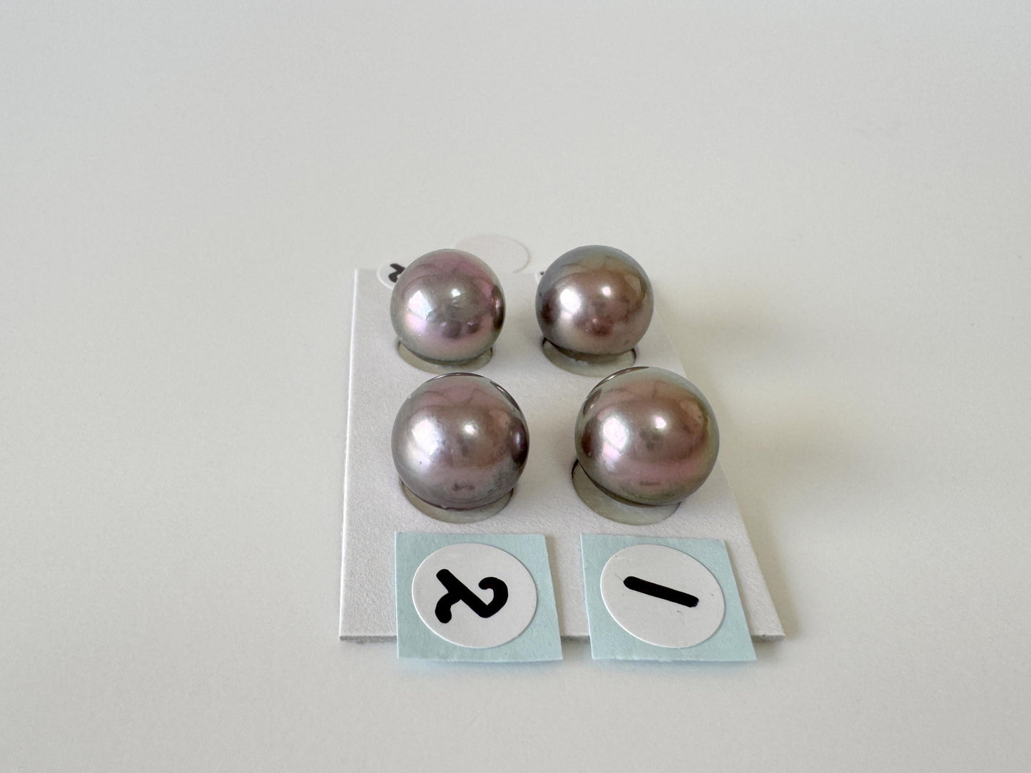 Japanese Black/Peacock Black Akoya Pearl 9.5-10mm, Half-Drilled Round loose, Price per pair, Salt water pearl