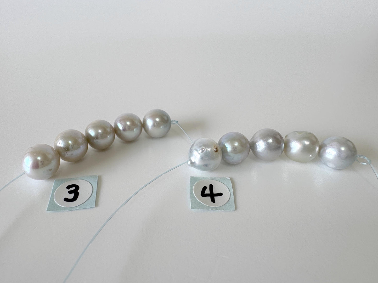 Japanese blue/silver color (cobalt treated) Akoya Pearl Beads, 7.5-8mm, Mini Strand, Short Strand of 5 Pieces, Cultured in Sea Water