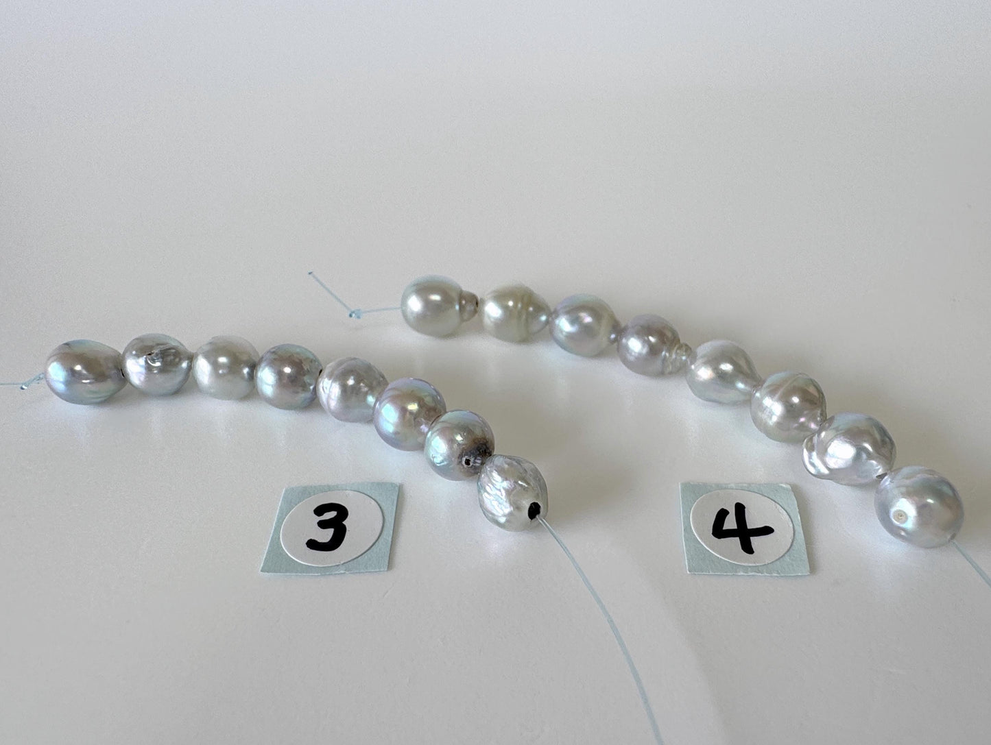 Japanese Blue/Silver color (cobalt treated) Akoya Pearl Beads, 6-6.5mm, Mini Strand, Short Strand of 8 Pieces, Cultured in Sea Water
