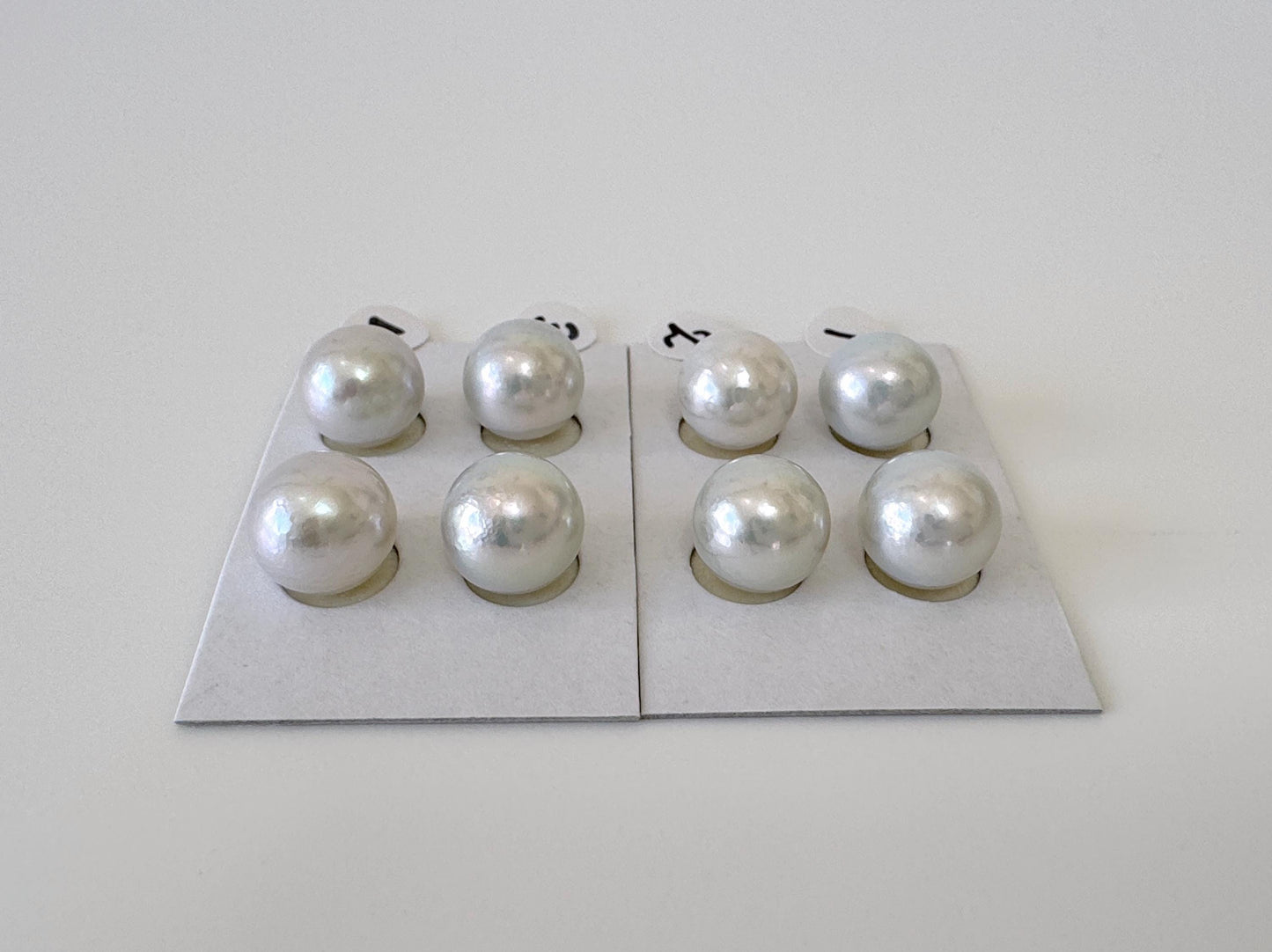 Japanese Akoya pearl 9.5mm, Light Blue Color, Half-Drilled Round/Semi-round loose, Natural Color, Price per Pair, Salt water pearl