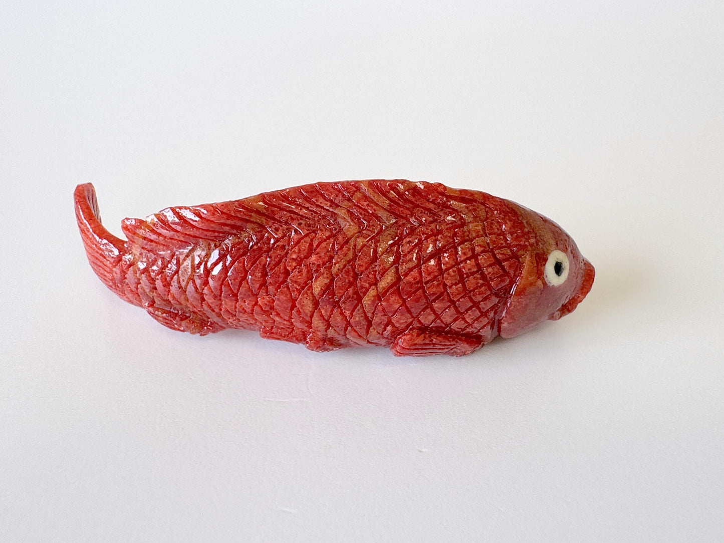 52mm Natural Sponge Coral Carp Carving Loose, Apple Coral Fish Carving, For Display, For Decoration, For Accessory Making