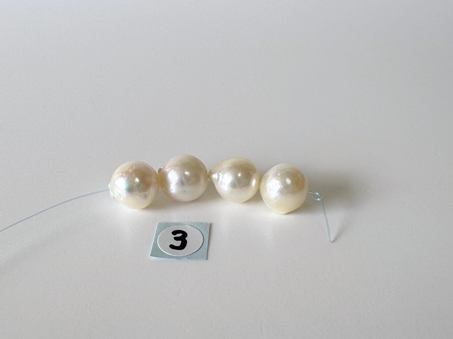 Japanese Cream White Akoya Pearl Beads, 9-9.5mm, Mini Strand, Short Strand, 4 Pieces, Genuine Akoya Pearl, Cultured in Sea Water