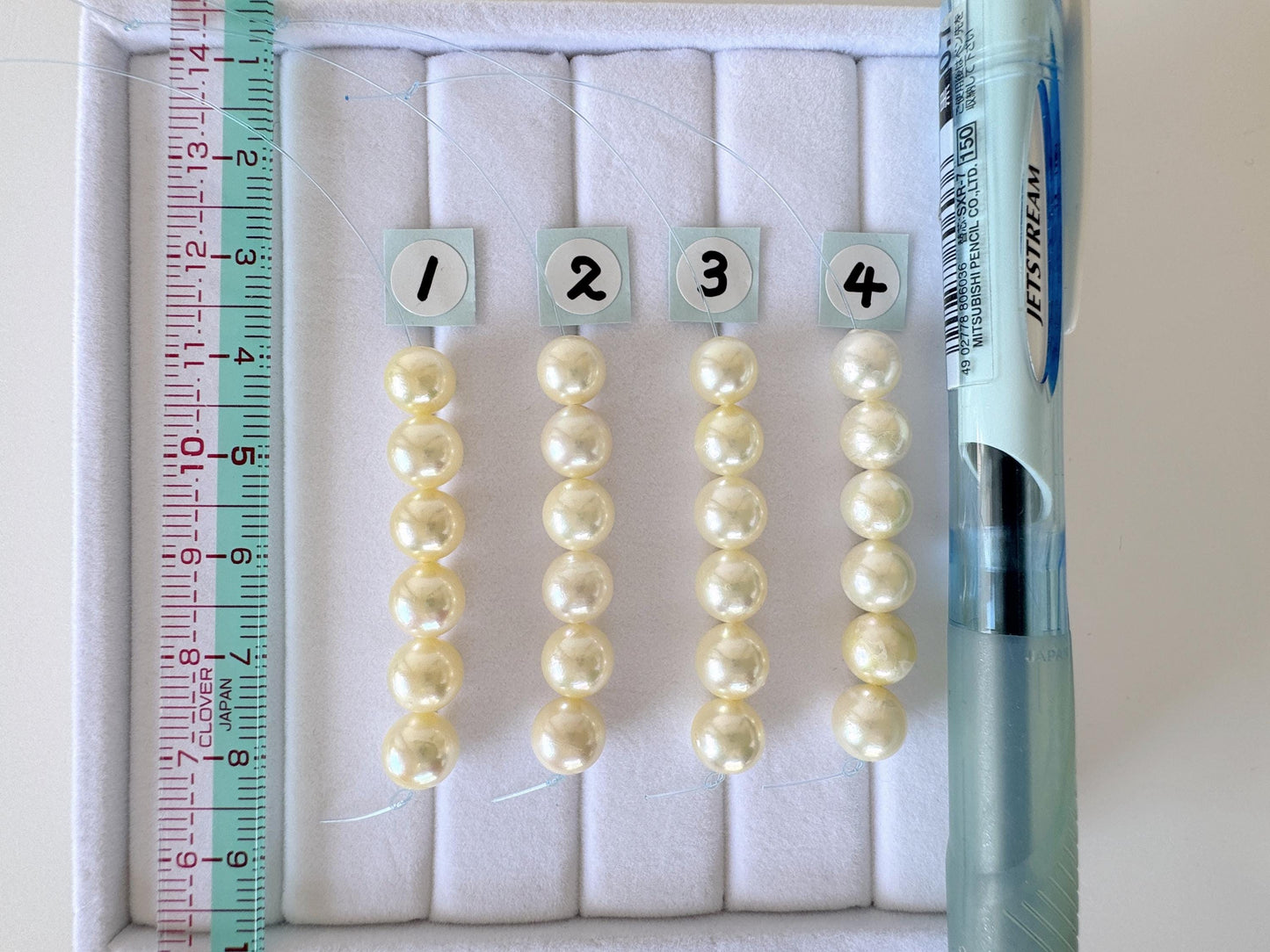 Japanese Cream/Yellow Akoya Pearl Beads, 7-7.5mm, Mini Strand, Short Strand, 6 Pieces, Genuine Akoya Pearl, Cultured in Sea Water