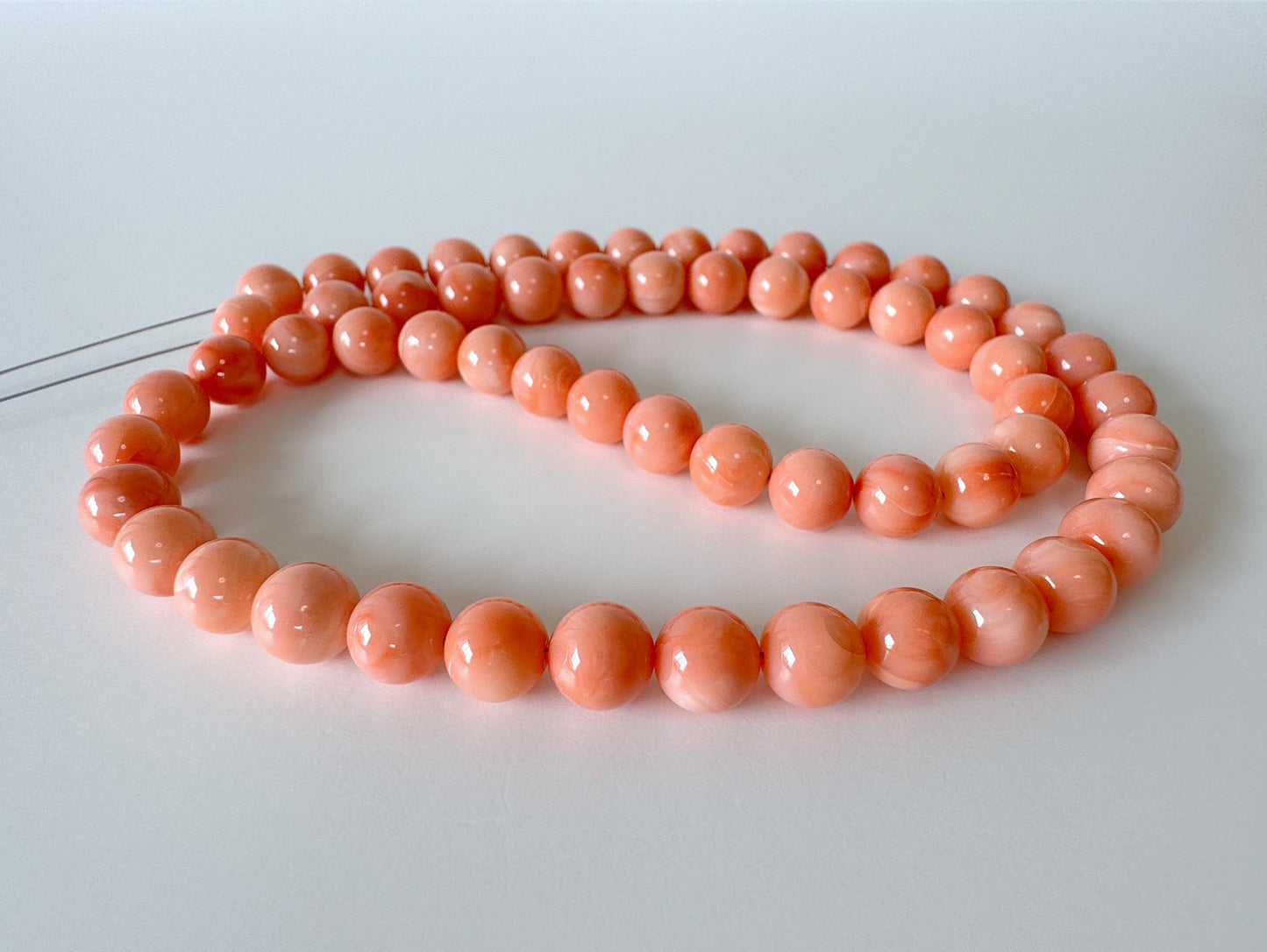 Natural Deep Sea Coral 7.5-7.8mm Round Beads Strand, Genuine Natural Pink / Orange Color, 44cm, 17.3in, For Jewelry Making