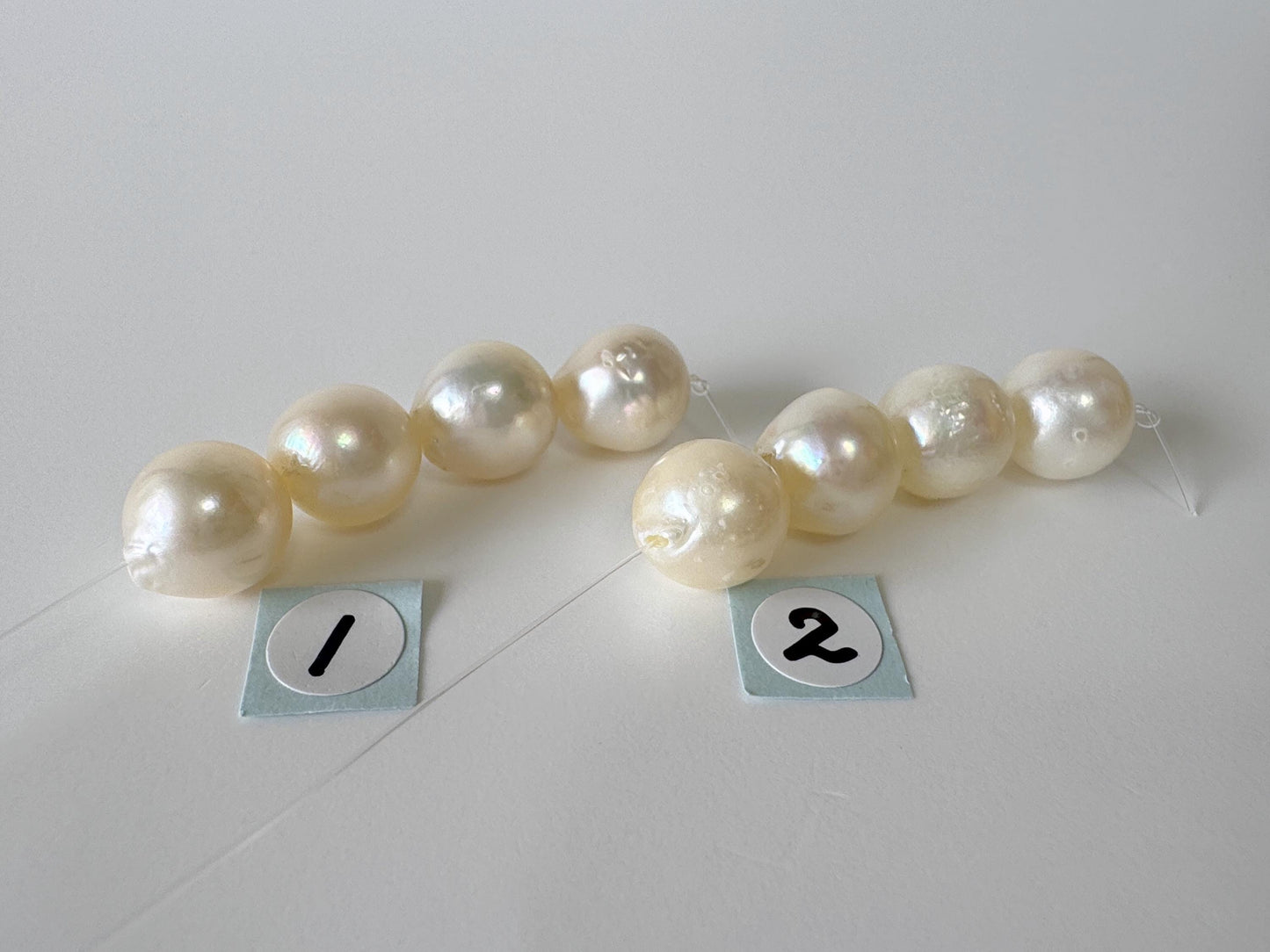 Japanese Cream White Akoya Pearl Beads, 9.5-9.9mm, Mini Strand, Short Strand, 4 Pieces, Genuine Akoya Pearl, Cultured in Sea Water