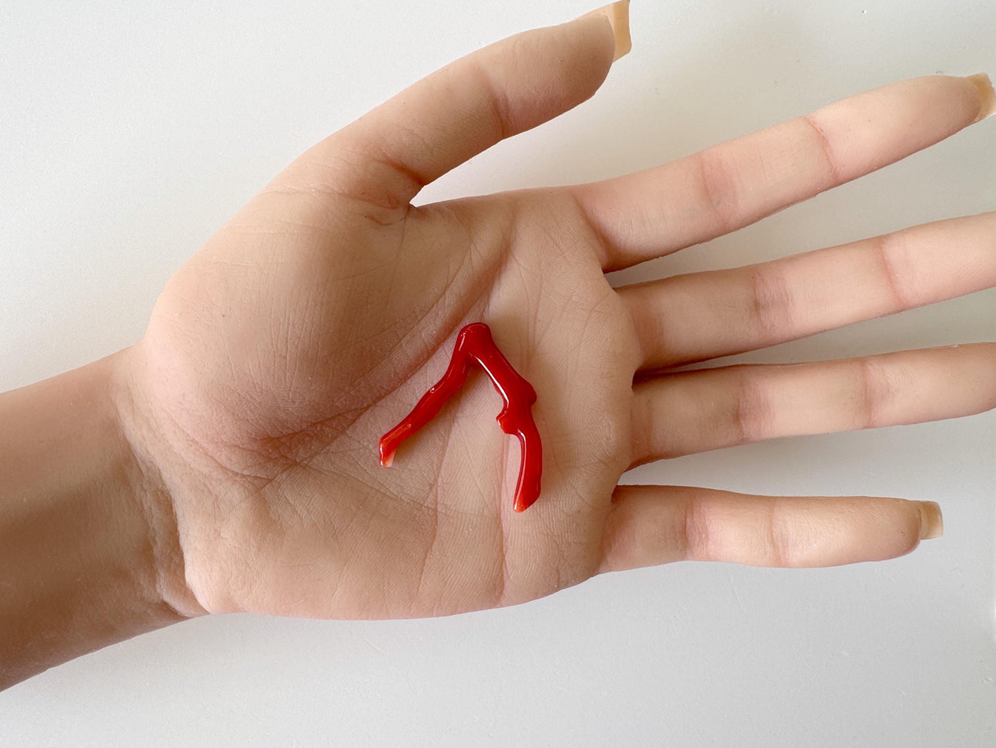 Japanese red(Aka) coral branch, 30mm, side full hole, natural red color coral for jewelry making