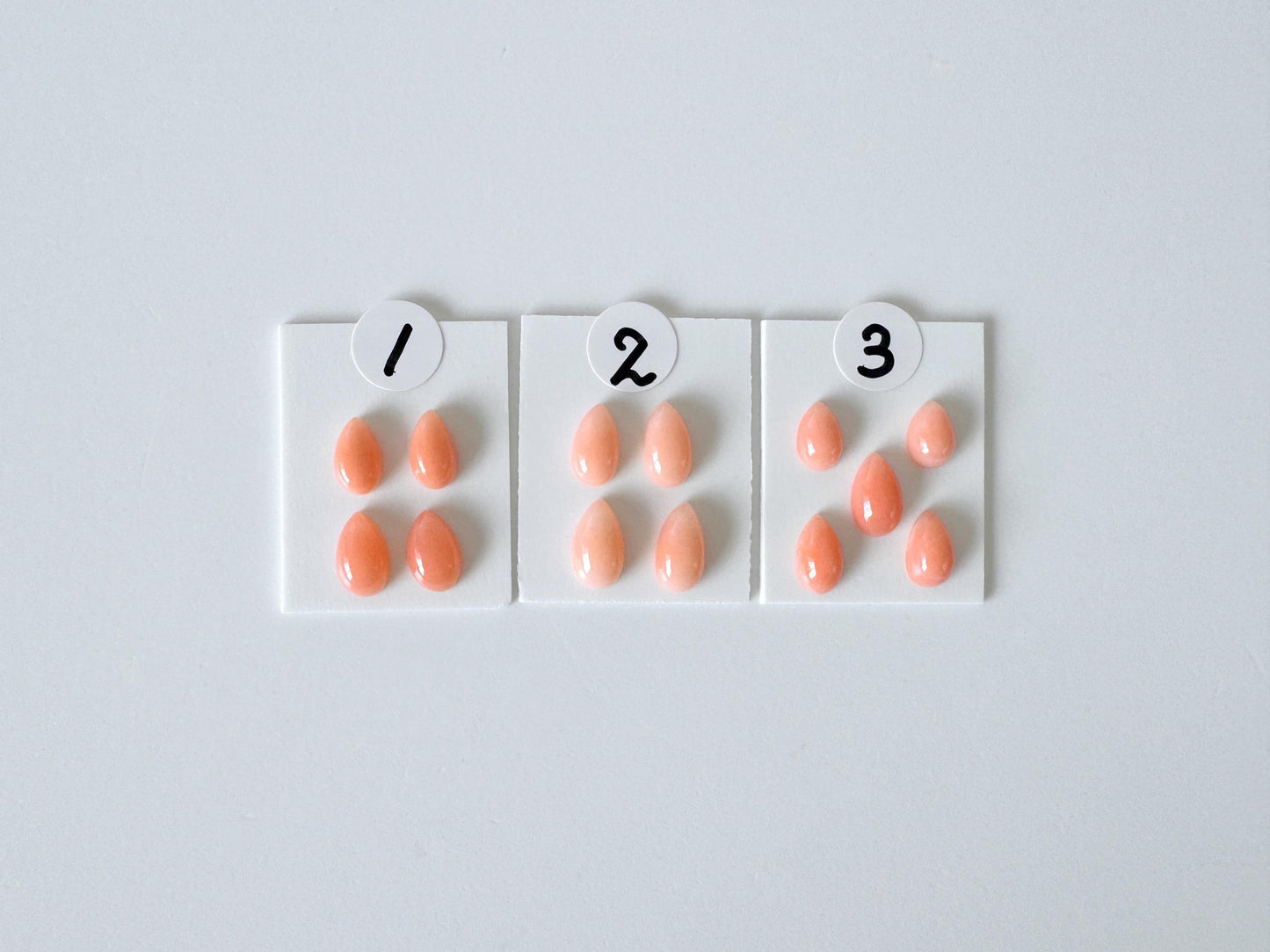 Deep Sea Coral, Pear Shaped Cabochons - Pink Orange | Back Hole | 6.5-7x4mm | 4Pc