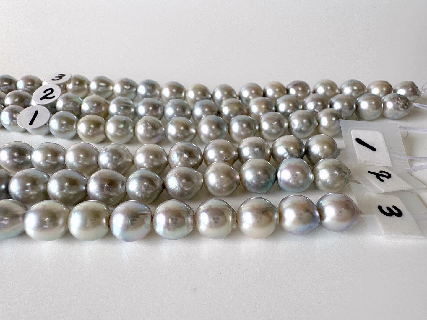 7.5-8mm Japanese Akoya Pearl Beads, Natural Blue/Silver color pearl, Genuine Akoya Pearl, Full Strand 40cm , 15.7", Salt water pearl
