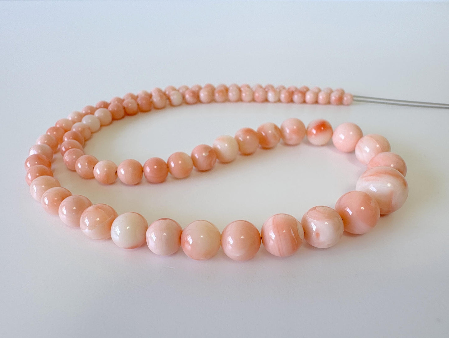 Natural Deep Sea Coral 4-10mm Round Beads Strand, Genuine Natural Pink / Orange Color, 41cm, 16in, For Jewelry Making