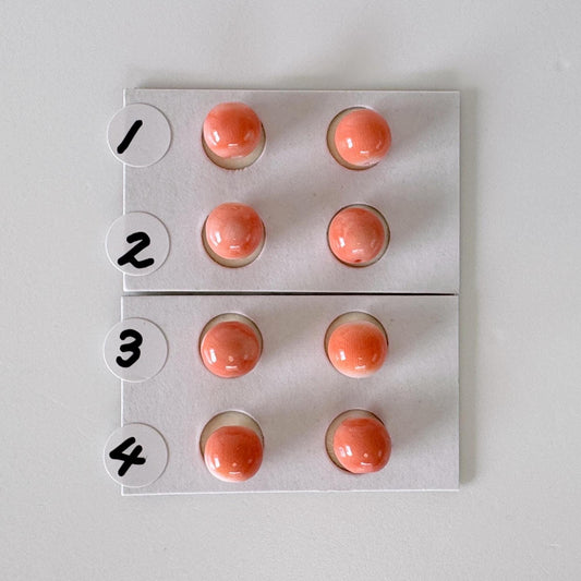 7-7.3mm Full-hole Natural Momo Coral Semi-Round Loose, Orange coral, for earring sets, natural color, price per pair, For jewelry making