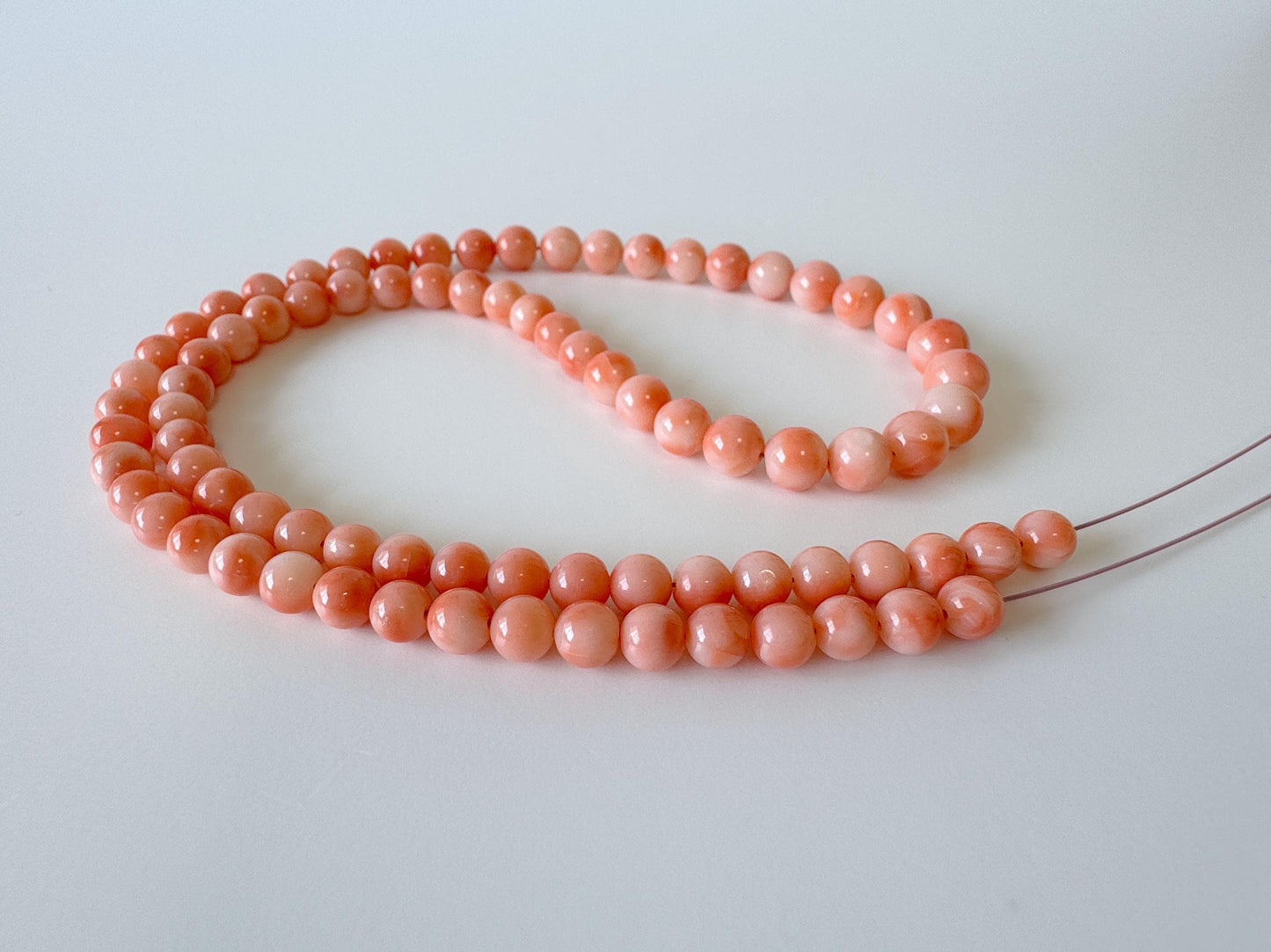 Natural Deep Sea Coral 5-6.6mm Round Beads Strand, Genuine Natural Pink / Orange Color, 42.5cm, 16.7in, For Jewelry Making