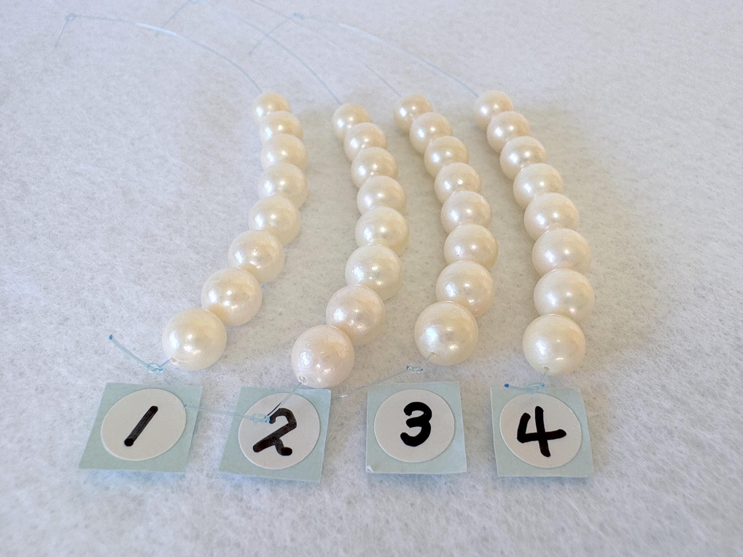 Japanese White/Off-white  Akoya Pearl Beads, 6.5-7mm, Mini Strand, Short Strand, 8 Pieces, Genuine Akoya Pearl, Cultured in Sea Water