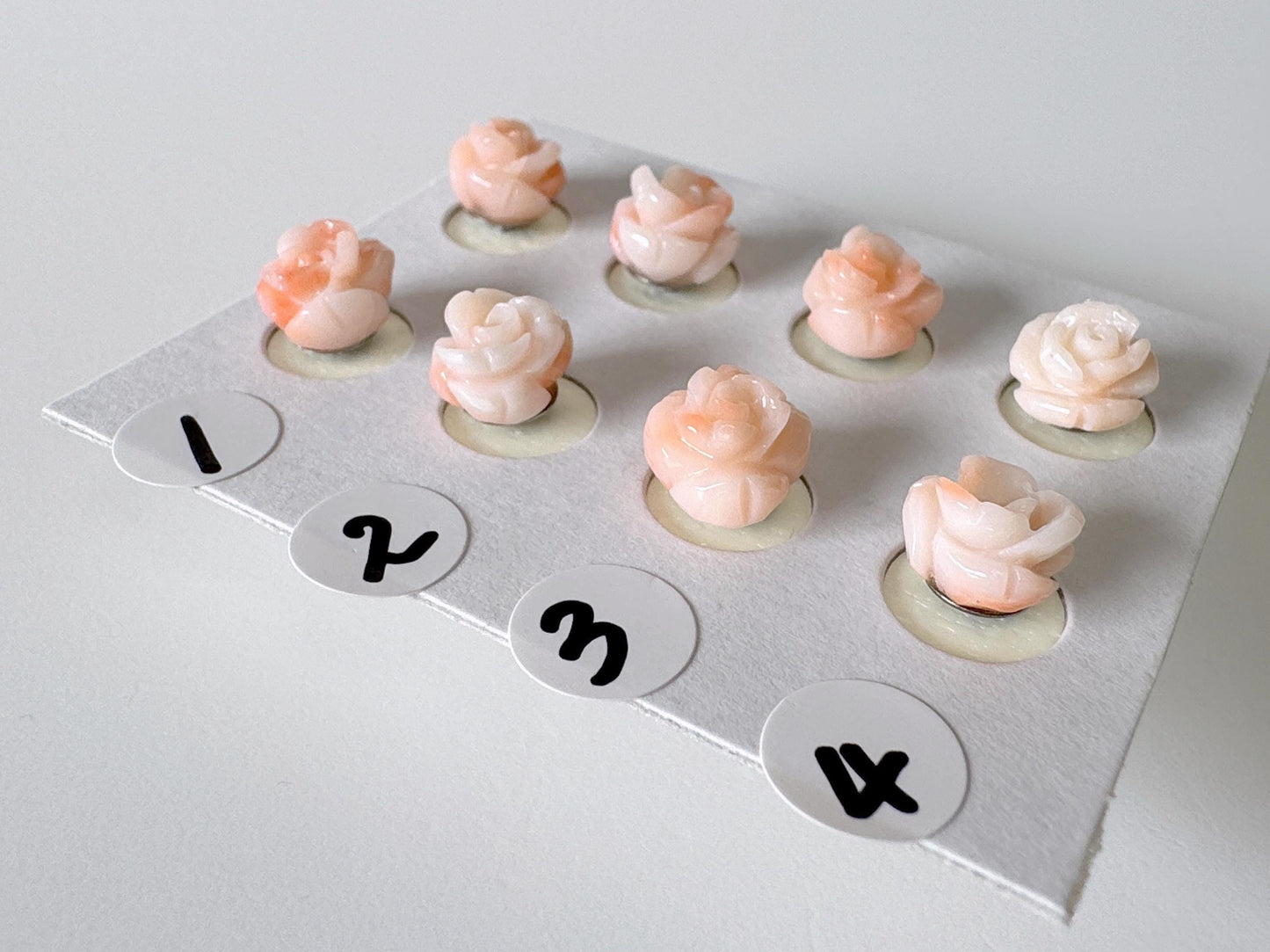 Natural Coral Rose Stud Earrings, Coral studs, Genuine Pink/White Color Coral, Titanium, Hand-Carved, Coral Accessory