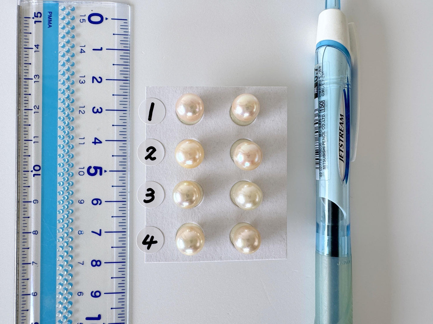 Japanese Cream White Akoya Pearl Stud Earrings, 8mm, Titanium Post/Ear Nuts, Genuine Akoya Pearl, Salt water pearl, Value-priced