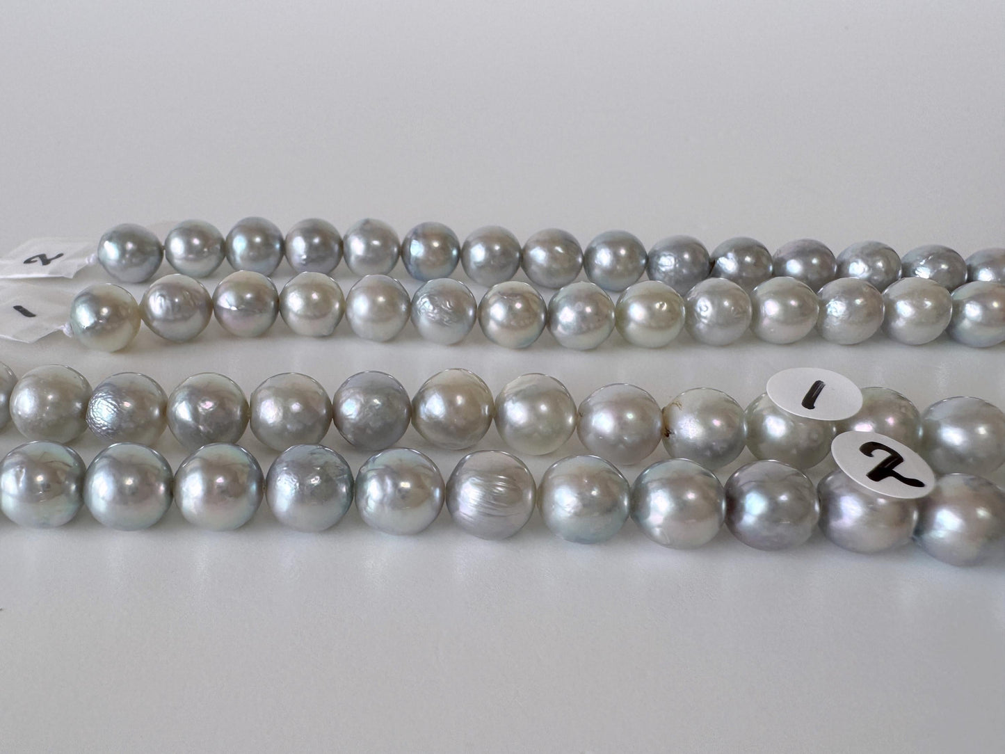 7.5-8mm Japanese Akoya Pearl Beads, Natural Blue/Silver color pearl, Genuine Akoya Pearl, Full Strand 40cm , 15.7", Salt water pearl