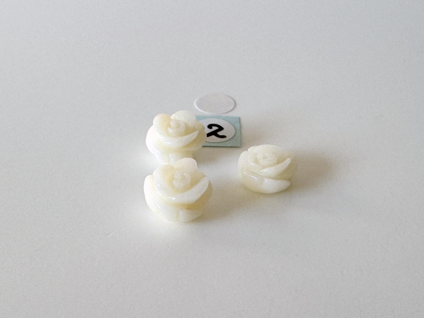 Natural White bamboo Coral Rose Carvings with Imperfection, 9-12mm, White color, Price per set of 2-5 pcs, For Jewelry Making
