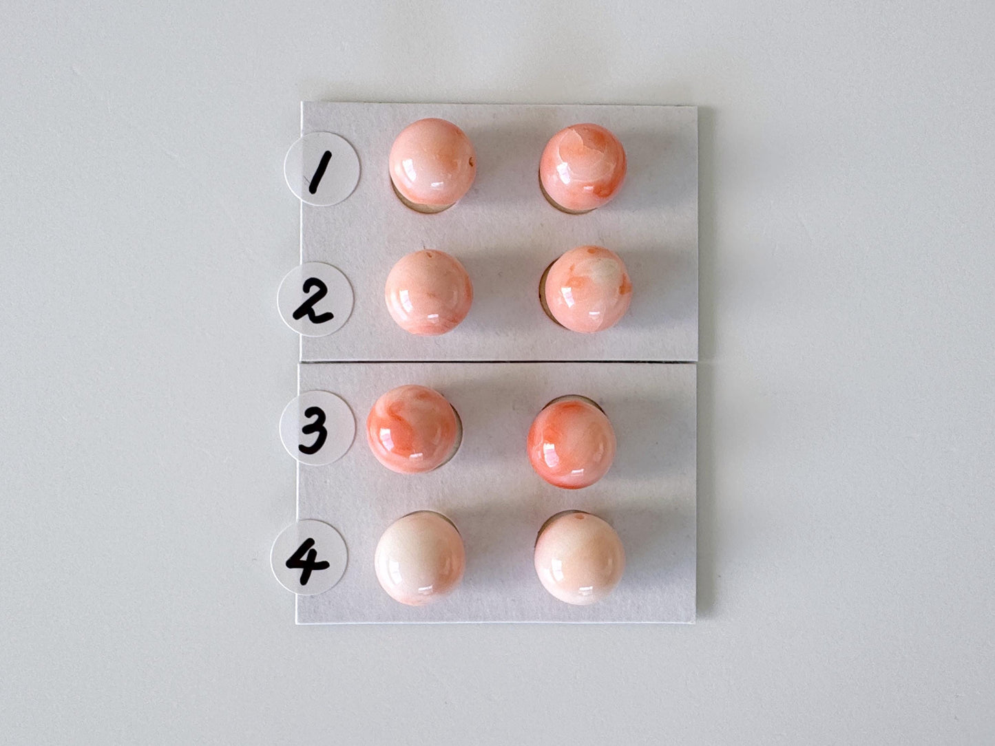 9-9.3mm Full Hole Natural deep sea coral round loose, Pink/Orange/White Coral, For earring sets or pendant, price per pair, Natural Color