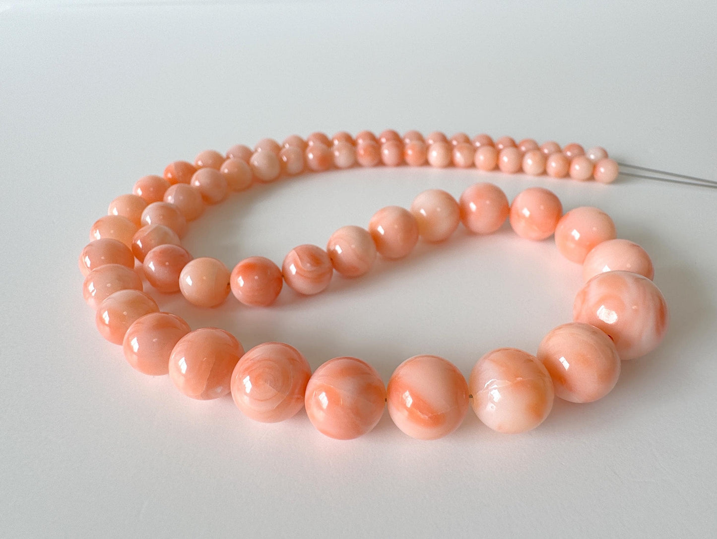 Natural Deep Sea Coral 5-11.7mm Round Beads Strand, Genuine Natural Pink / Orange Color, 42cm, 16.5in, For Jewelry Making