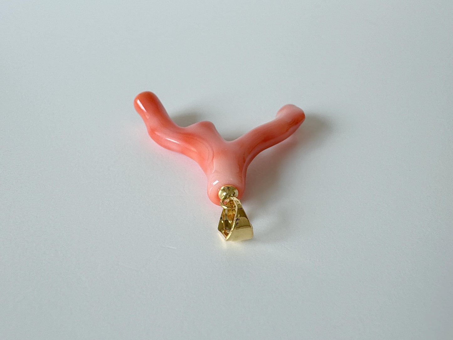 Natural Deep Sea Coral Branch Pendant, 29mm, Natural Orange/Pink color coral branch pendant, Silver (Gold-Plated) bail