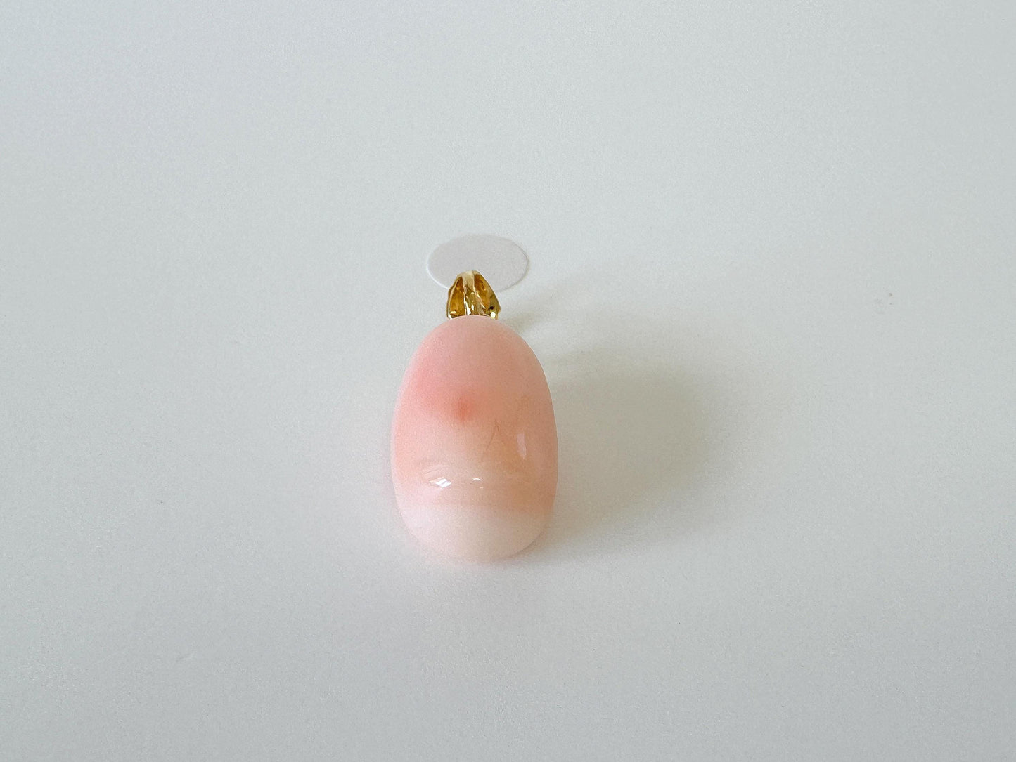 Natural Deep Sea Coral Oval Cabochon Pendant, 16x10.5mm, Natural Pink/Orange color coral, Silver (Gold-Plated) bail