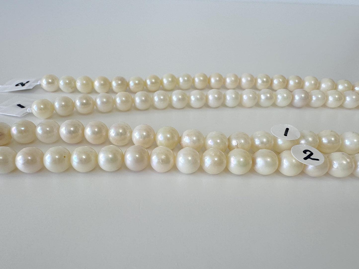 6.5-7mm Japanese White/Off-white Akoya Pearl Beads, Genuine Akoya Pearl, Full Strand, 40cm , 15.7", Cultured Salt water pearl