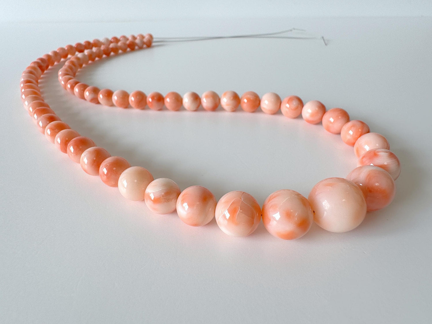 Natural Deep Sea Coral 6-12.7mm Round Beads Strand, Genuine Natural Pink / Orange Color, 53cm, 20.8in, For Jewelry Making