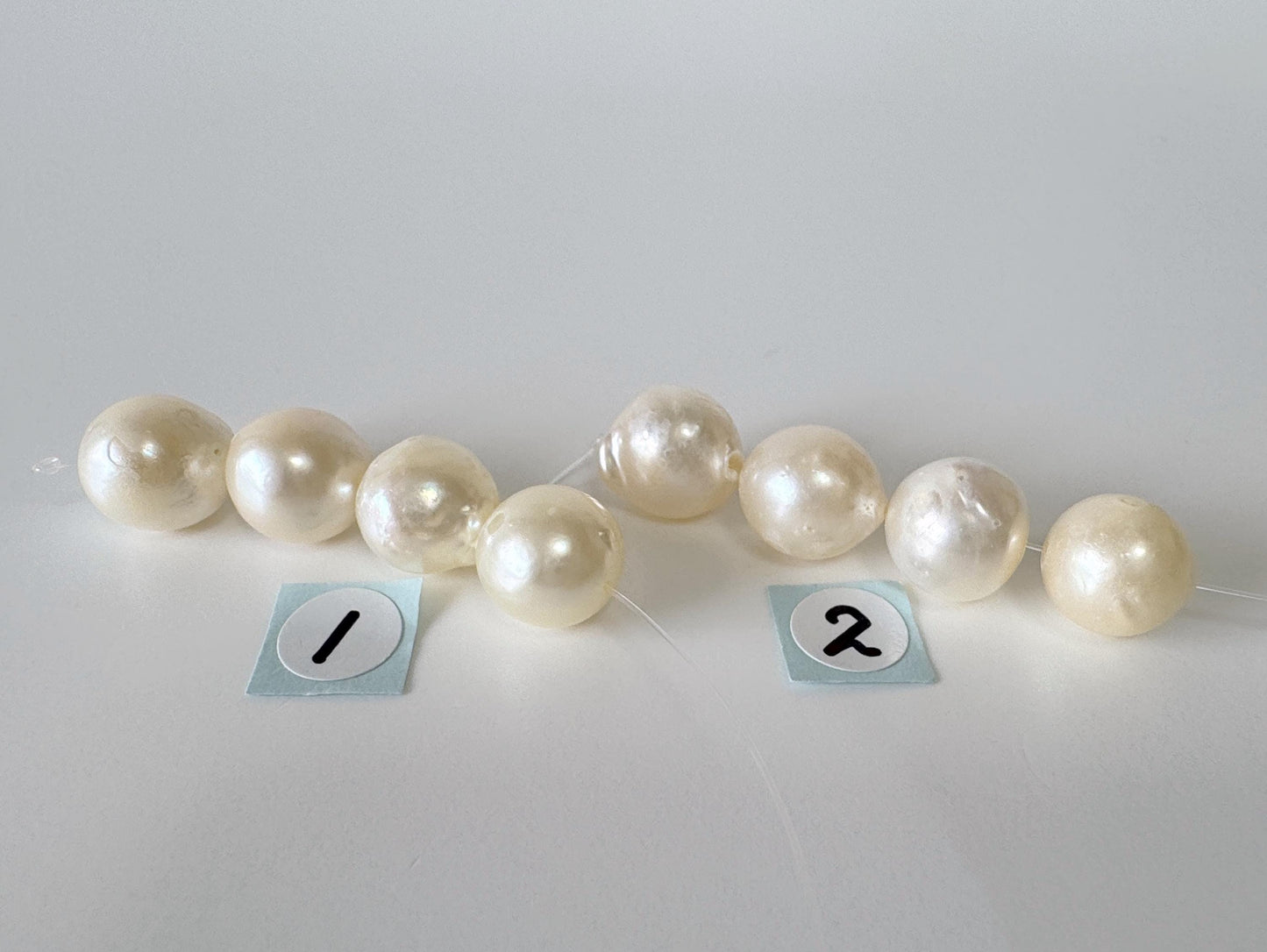 Japanese Cream White Akoya Pearl Beads, 9.5-9.9mm, Mini Strand, Short Strand, 4 Pieces, Genuine Akoya Pearl, Cultured in Sea Water