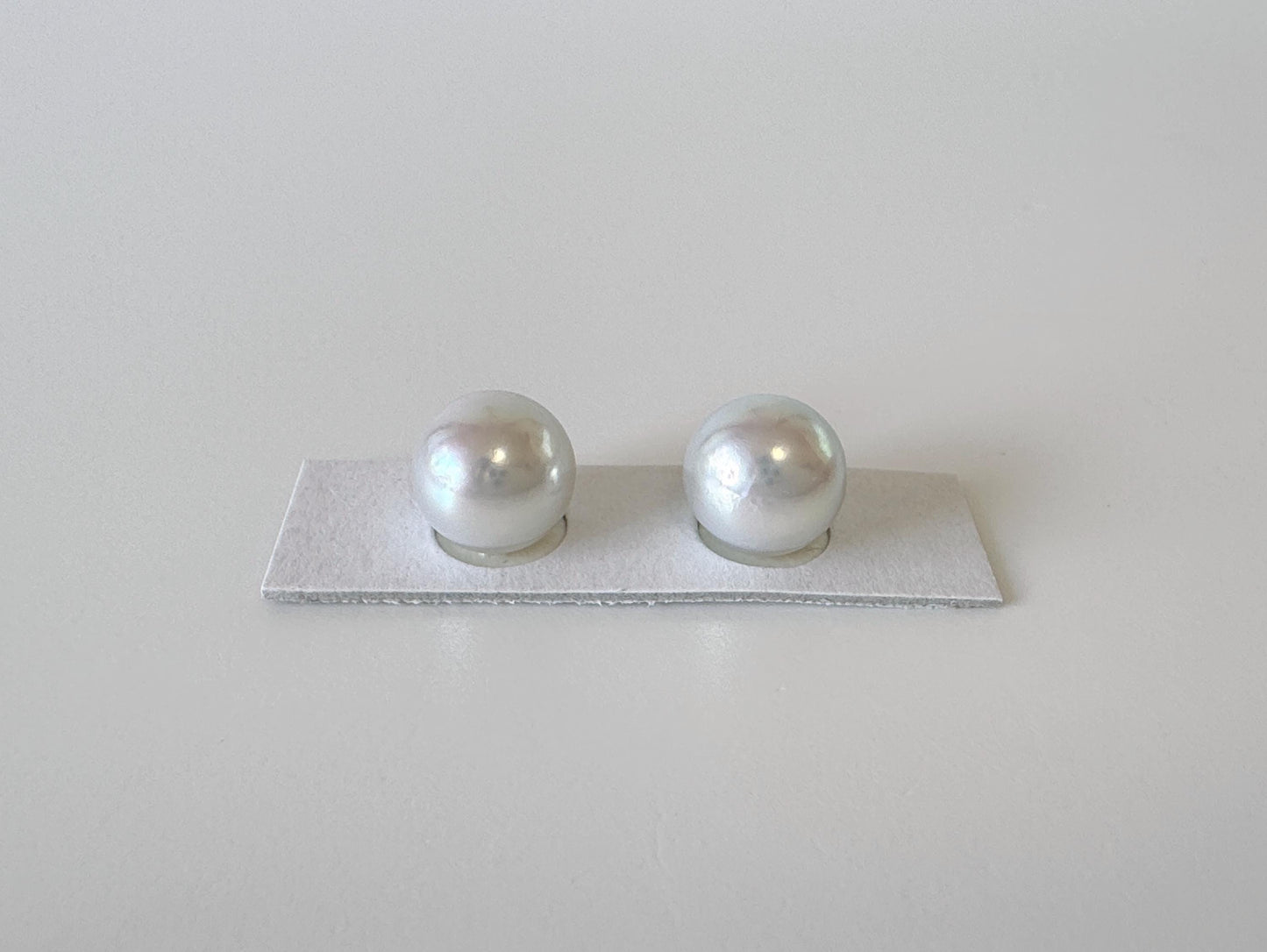 Japanese Akoya pearl 9.6mm, Light Blue Color, Half-Drilled Nearly Round/Semi-round loose, Natural Color, Price per Pair, Salt water pearl